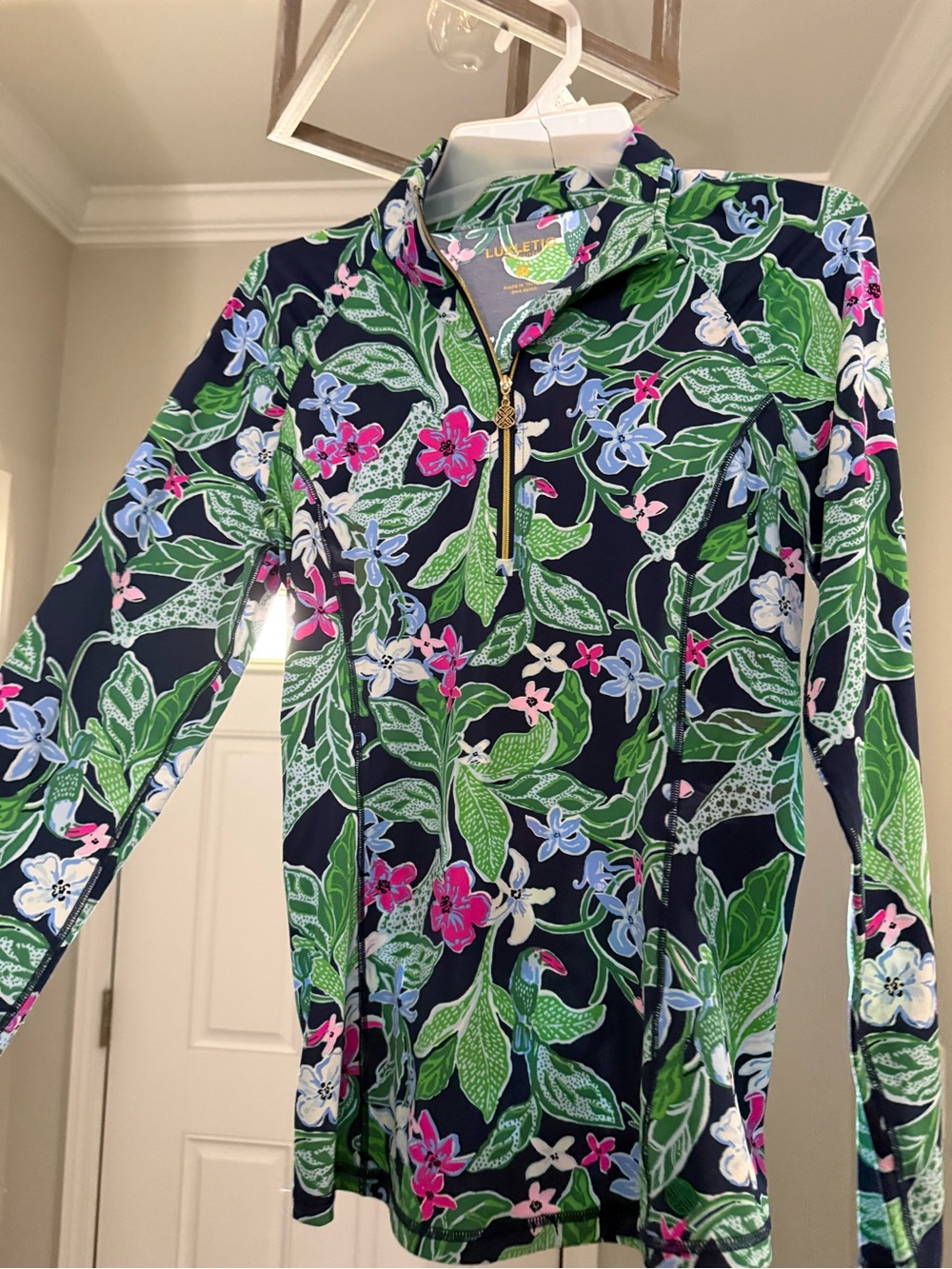 Lilly Pulitzer women’s Navy Floral Zip-Front One-Piece